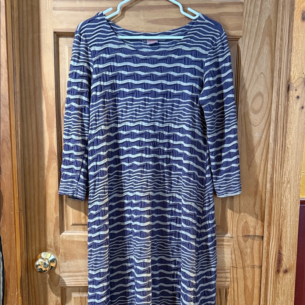 Tianello Gray and Cream Striped Top